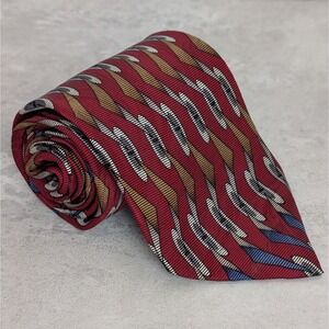 Vintage William Marks Tie 100% Silk Burgundy Geometric Discs Handmade Retro